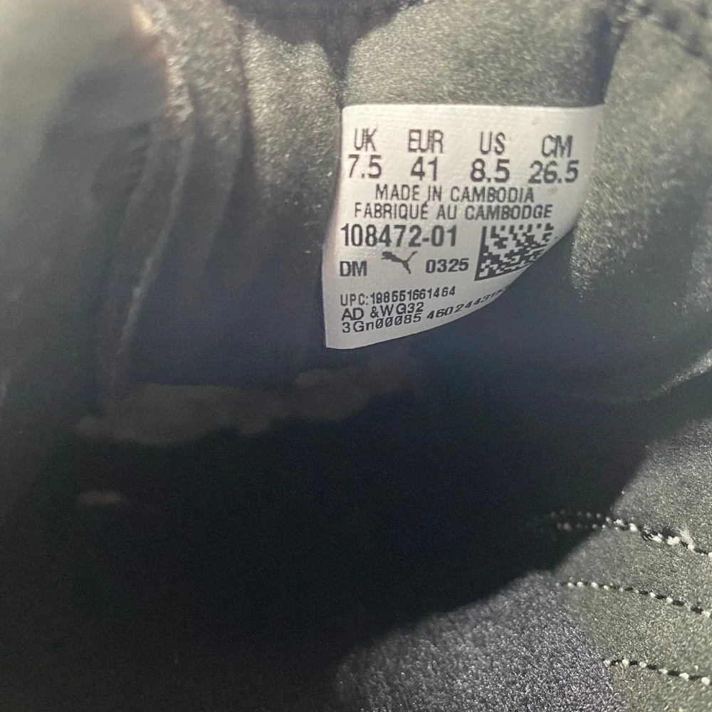 Puma King Soccer Cleats Mens 8.5 Black White Fold Over Tongue 107254-01